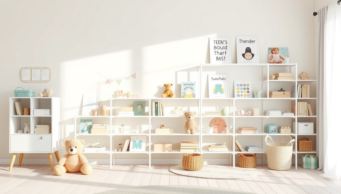 modern kids room shelving