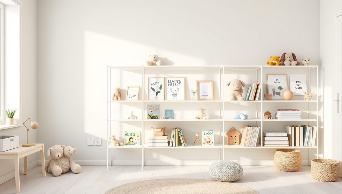 modern kids room shelving