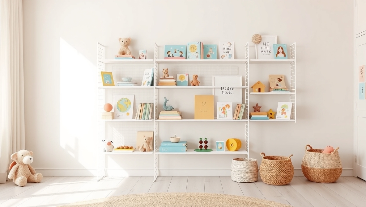 modern kids room shelving