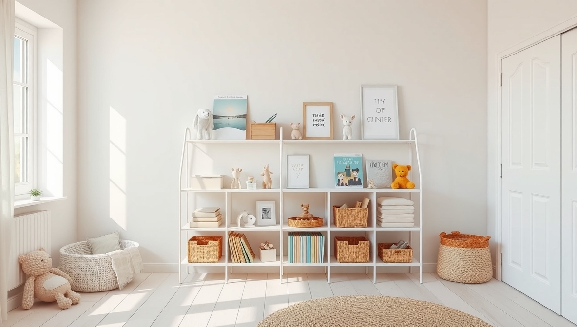 modern kids room shelving