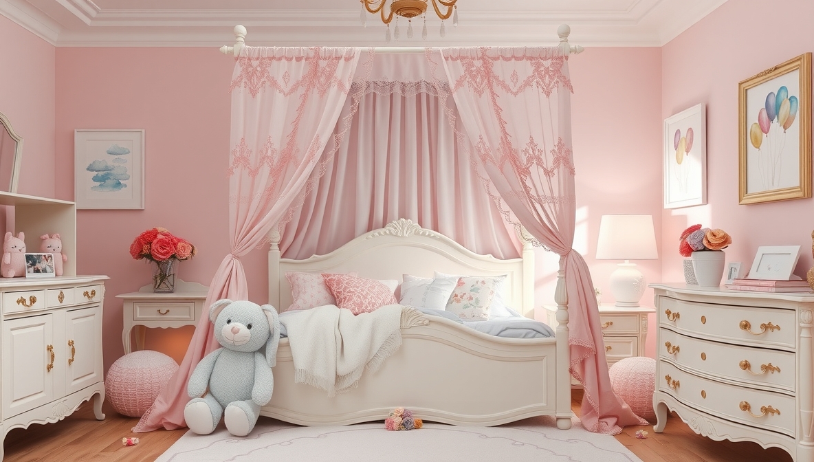 pink and gray kids room