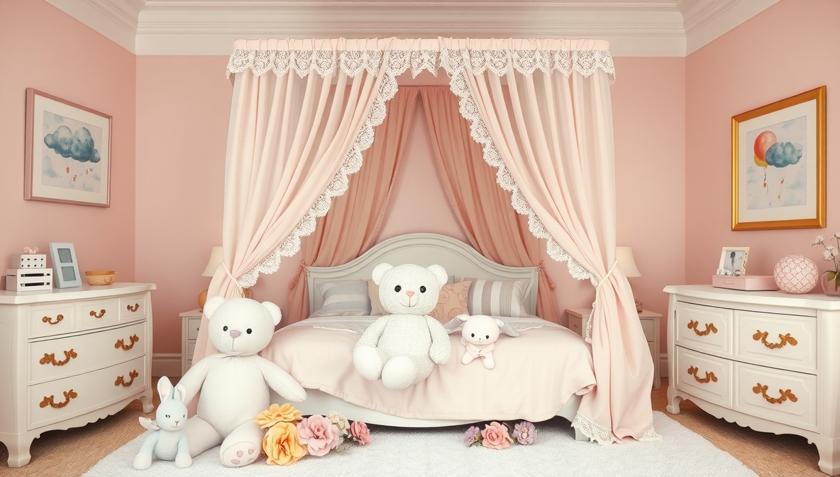 pink and gray kids room