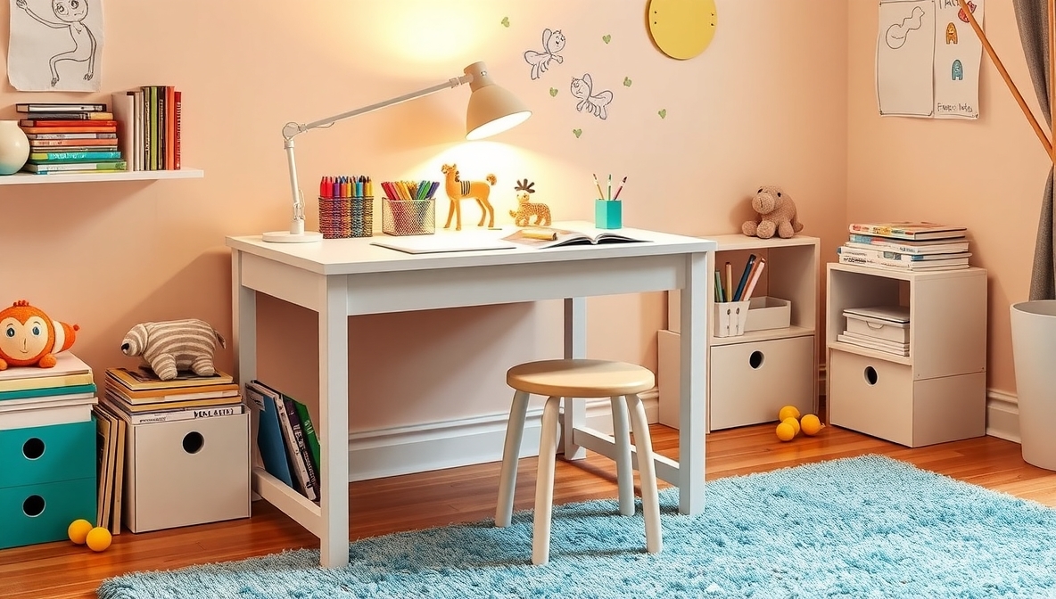 white kids desk