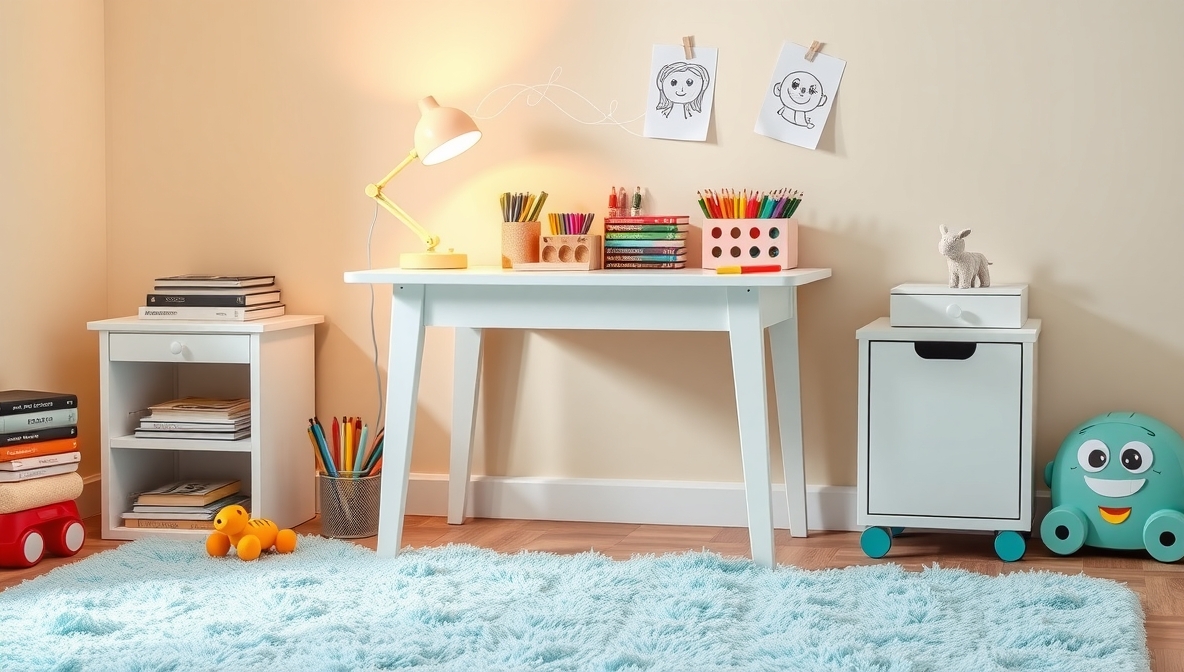 white kids desk