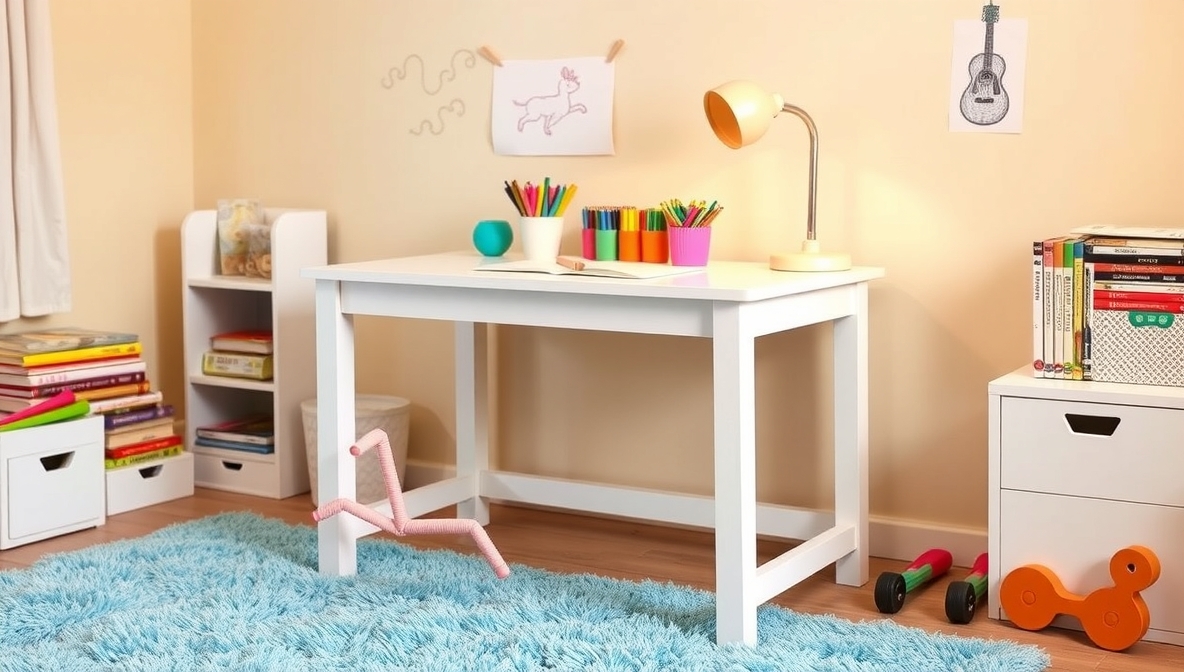 white kids desk