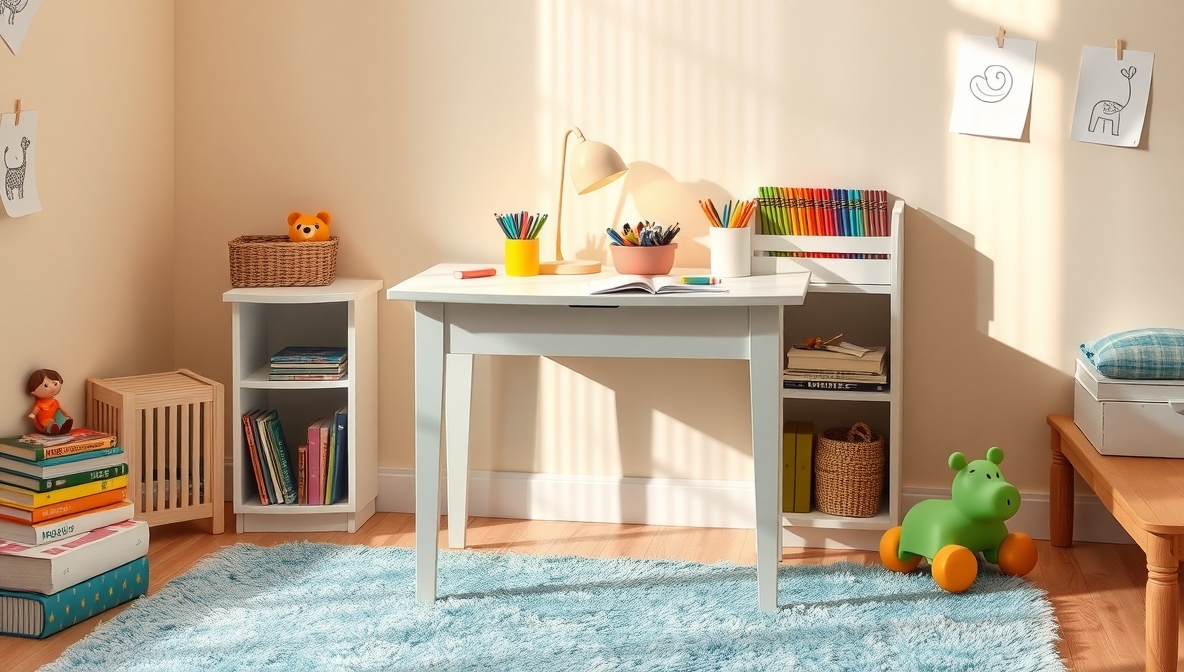 white kids desk