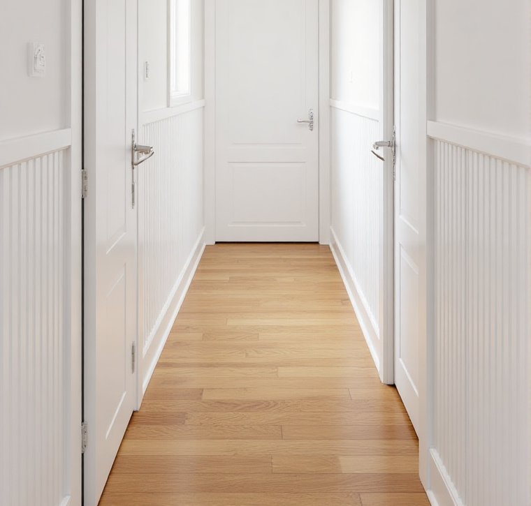 DIY wainscoting with strips of wood