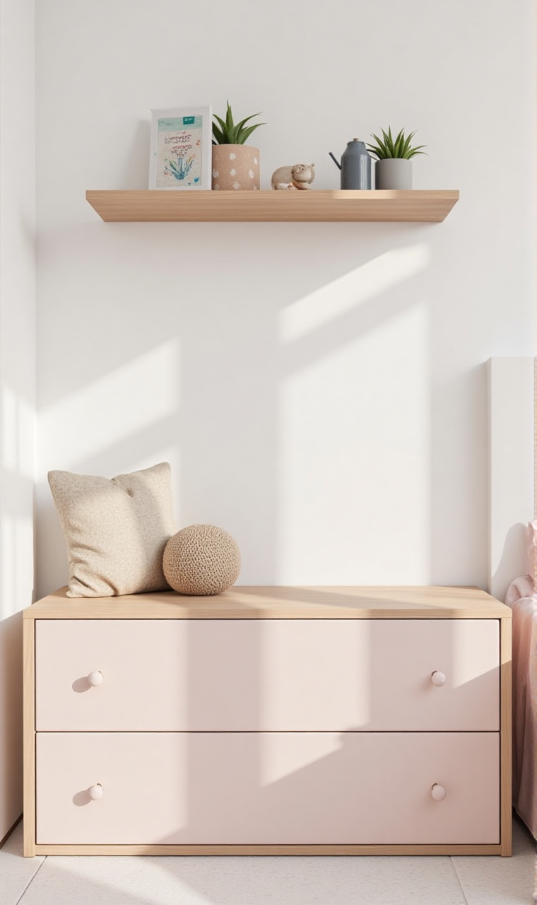 kids room wall shelf with drawers ideas